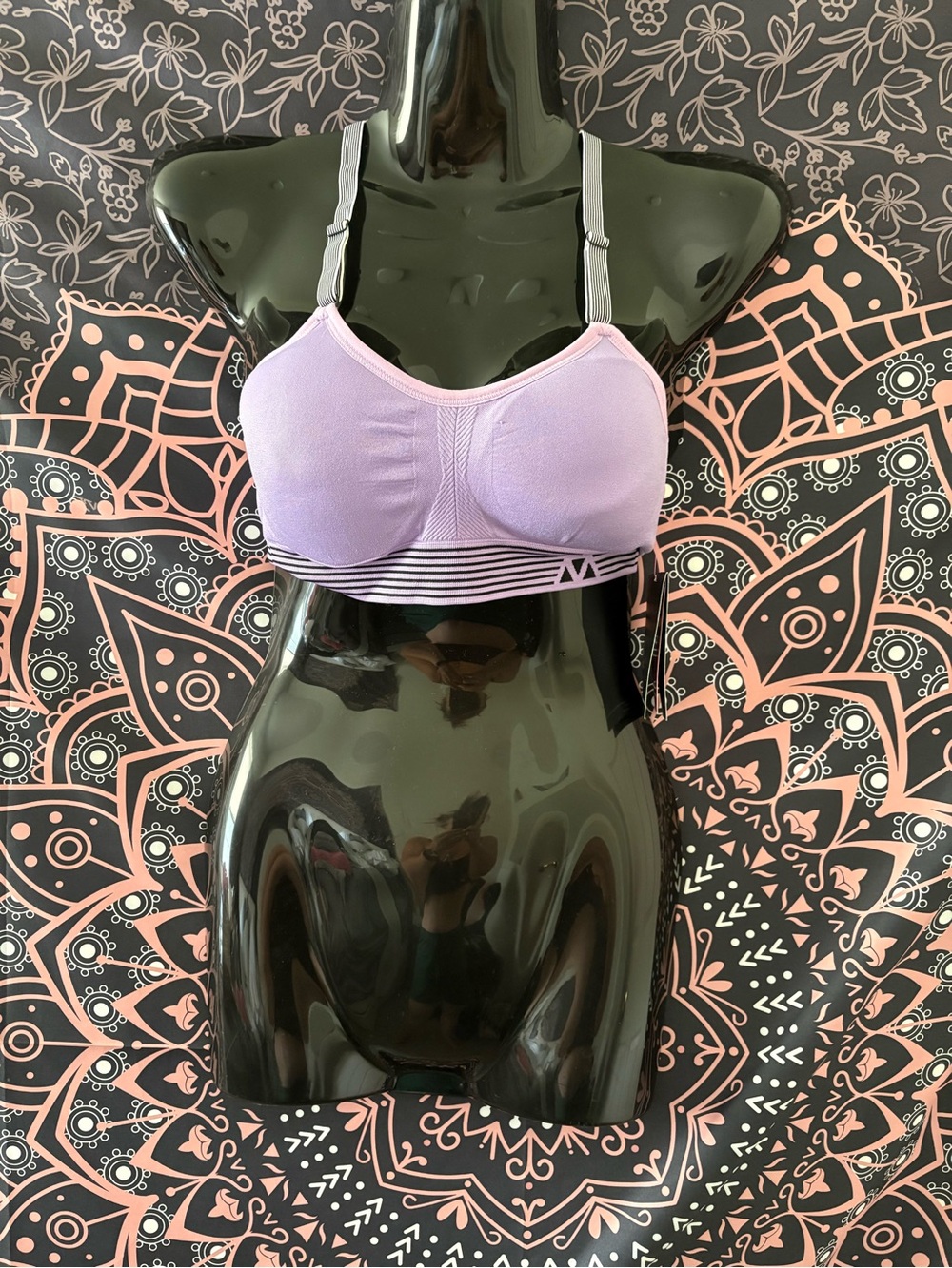 Light Purple Wireless Everyday Comfort Bra with Striped Underband
